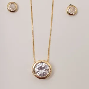 CONJUNTO PONTO DE LUZ REDONDO BANHO OURO 18K