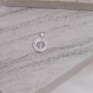 PINGENTE ÁRVORE DA VIDA COM ZIRCÔNIAS CRISTAIS E COLORIDAS BANHO PRATA