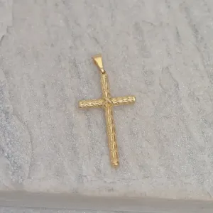 PINGENTE CRUZ FINA TRABALHADA BANHO OURO 18K