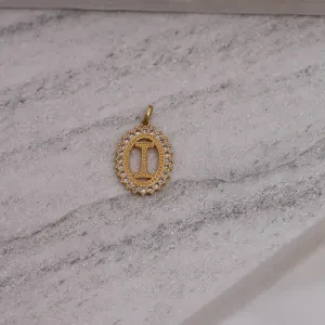 PINGENTE LETRA I COM ZIRCÔNIA BANHO OURO 18K