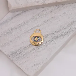 PINGENTE OLHO GREGO COM ZIRCÔNIAS COLORIDAS BANHO OURO 18K