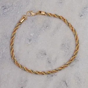 PULSEIRA CABO DE AÇO 2MM TRÊS BANHOS OURO 18K, PRATA E ROSÉ