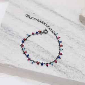 PULSEIRA INFANTIL BOLINHAS COLORIDAS BANHO RÓDIO NEGRO