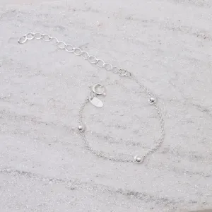 PULSEIRA INFANTIL ELO PORTUGUÊS COM BOLINHAS BANHO PRATA