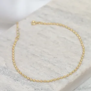 TORNOZELEIRA BOLINHAS DIAMANTADAS BANHO OURO 18K