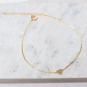 TORNOZELEIRA VENEZIANA COM CORAÇÃO LISO BANHO OURO 18K