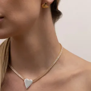 BRINCO CORAÇÃO LISO BANHO OURO 18K