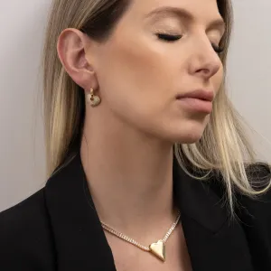 BRINCO ARGOLA COM PINGENTE CORAÇÃO CRAVEJADO BANHO OURO 18K