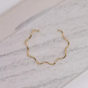 BRACELETE LISO ONDULADO FINO BANHO OURO 18K