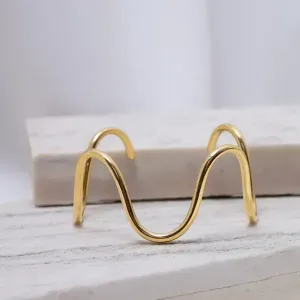 BRACELETE ONDULADO LISO GROSSO BANHO OURO 18K
