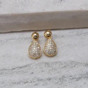 BRINCO GOTA CRAVEJADA COM ZIRCÔNIA BANHO OURO 18K