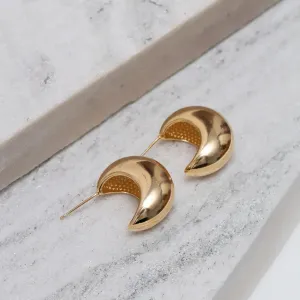 BRINCO MEIA LUA LISO ABAULADO BANHO OURO 18K