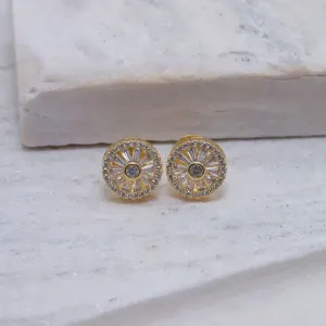 BRINCO PIZZA CRAVEJADO COM ZIRCÔNIAS CRISTAIS BANHO OURO 18K