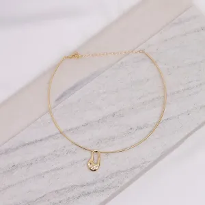 CHOKER ARO COM PINGENTE ORGÂNICO BANHO OURO 18K