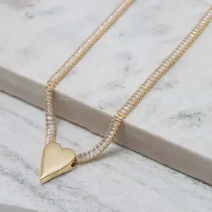 CHOKER RIVIERA COM PINGENTE CORAÇÃO DOURADO BANHO OURO 18K