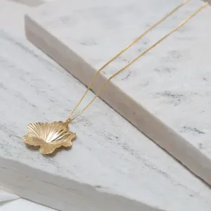 COLAR COM PINGENTE FLOR ORGÂNICO BANHO OURO 18K