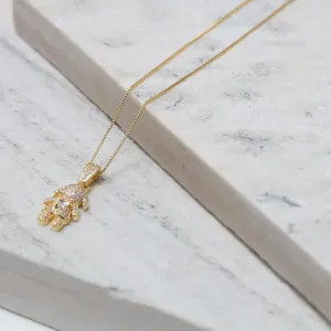 COLAR FILHOS MENINA CRAVEJADA COM ZIRCÔNIAS BANHO OURO 18K