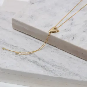 COLAR GRAVATINHA COM CORAÇÃO LISO BANHO OURO 18K