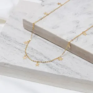 COLAR LONGO COM ESTRELAS LISAS BANHO OURO 18K