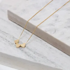 COLAR TRÊS CORAÇÕES LISOS BANHO OURO 18K