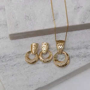 CONJUNTO FESTA CÍRCULO COM ZIRCÔNIAS BANHO OURO 18K