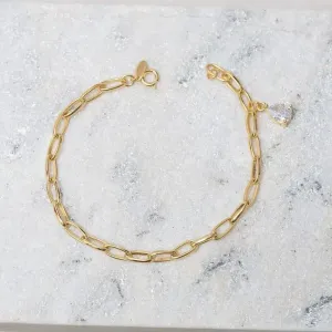 PULSEIRA ELOS CARTIER COM GOTA CRISTAL BANHO OURO 18K