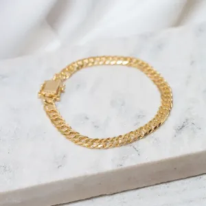 PULSEIRA MASCULINA ELOS GRUMET DUPLOS 7MM BANHO OURO 18K