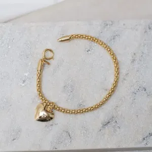 PULSEIRA OCA COM PINGENTE CORAÇÃO BANHO OURO 18K