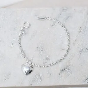 PULSEIRA OCA COM PINGENTE CORAÇÃO BANHO PRATA