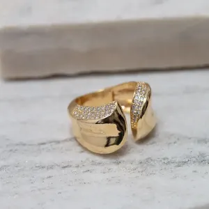 ANEL GRANDE ABERTO COM ZIRCÔNIAS BANHO OURO 18K