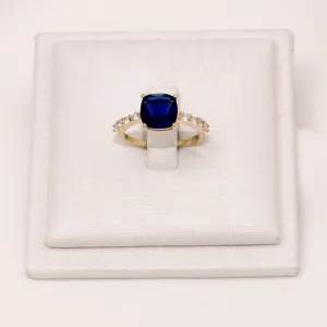ANEL FORMATURA COM PEDRA AZUL NAVAL BANHO OURO 18K