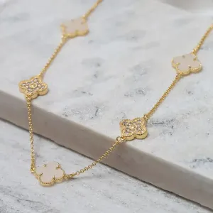 CHOKER VIRGINIA PEDRA MARFIM E ZIRCÔNIA CRISTAL BANHO OURO 18K