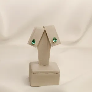 BRINCO PONTO DE LUZ GOTA VERDE BANHO OURO 18K