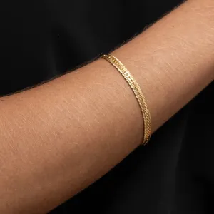 PULSEIRA MALHA TRANÇADA BANHO OURO 18K
