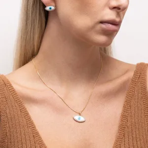 COLAR OLHO GREGO COM ZIRCÔNIAS CRISTAIS BANHO OURO 18K
