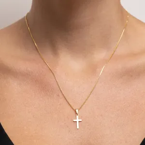 COLAR CRUZ M LISA BANHO OURO 18K