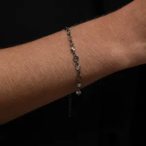 PULSEIRA CHAPINHA E ZIRCÔNIAS BANHO RÓDIO NEGRO