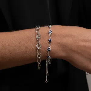 PULSEIRA ELOS DUPLOS RISCADOS BANHO RODIO BRANCO