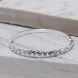 BRACELETE CORAÇÃO COM PEDRAS CRISTAIS BANHO PRATA