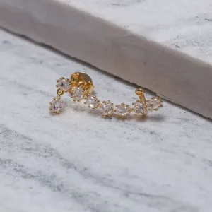 BRINCO EAR CUFF COM ZIRCÔNIAS CRISTAIS BANHO OURO 18K
