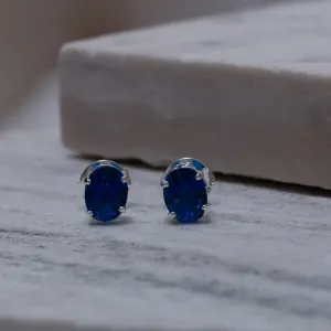 BRINCO PONTO DE LUZ OVAL AZUL BANHO PRATA