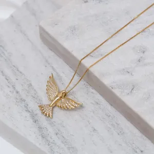 COLAR ESPÍRITO SANTO COM ZIRCÔNIAS CRISTAIS BANHO OURO 18K