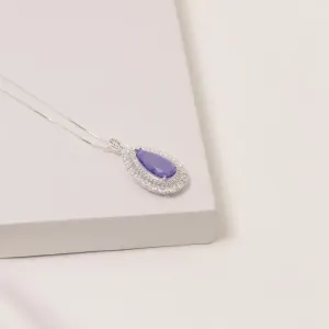 COLAR GOTA COM ZIRCÔNIAS E PEDRA ROXA M BANHO PRATA