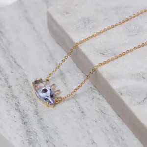 COLAR OLHO GREGO COM PEDRA LILÁS BANHO OURO 18K