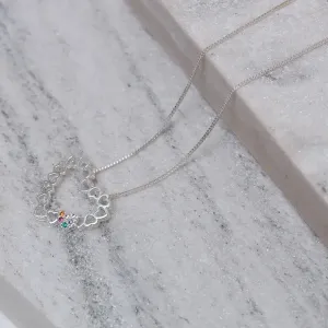 COLAR CORAÇÃO DETALHE COM ZIRCÔNIAS COLORIDAS BANHO PRATA