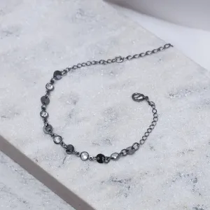PULSEIRA CHAPINHA E ZIRCÔNIAS BANHO RÓDIO NEGRO