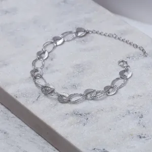 PULSEIRA ELOS DUPLOS RISCADOS BANHO RODIO BRANCO