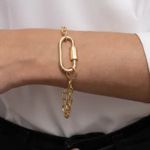 PULSEIRA CORRENTE FECHO CADEADO DOURADO BANHO OURO 18K