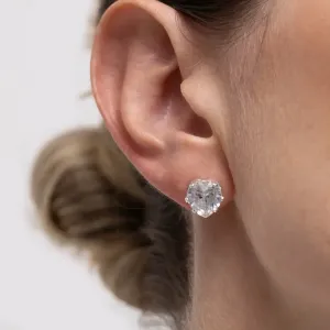 BRINCO PONTO DE LUZ CORAÇÃO COM PEDRA CRISTAL BANHO PRATA