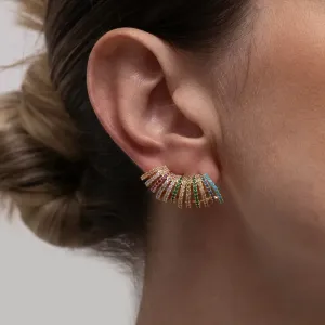 BRINCO EAR CUFF COM ZIRCÔNIAS COLORIDAS BANHO OURO 18K